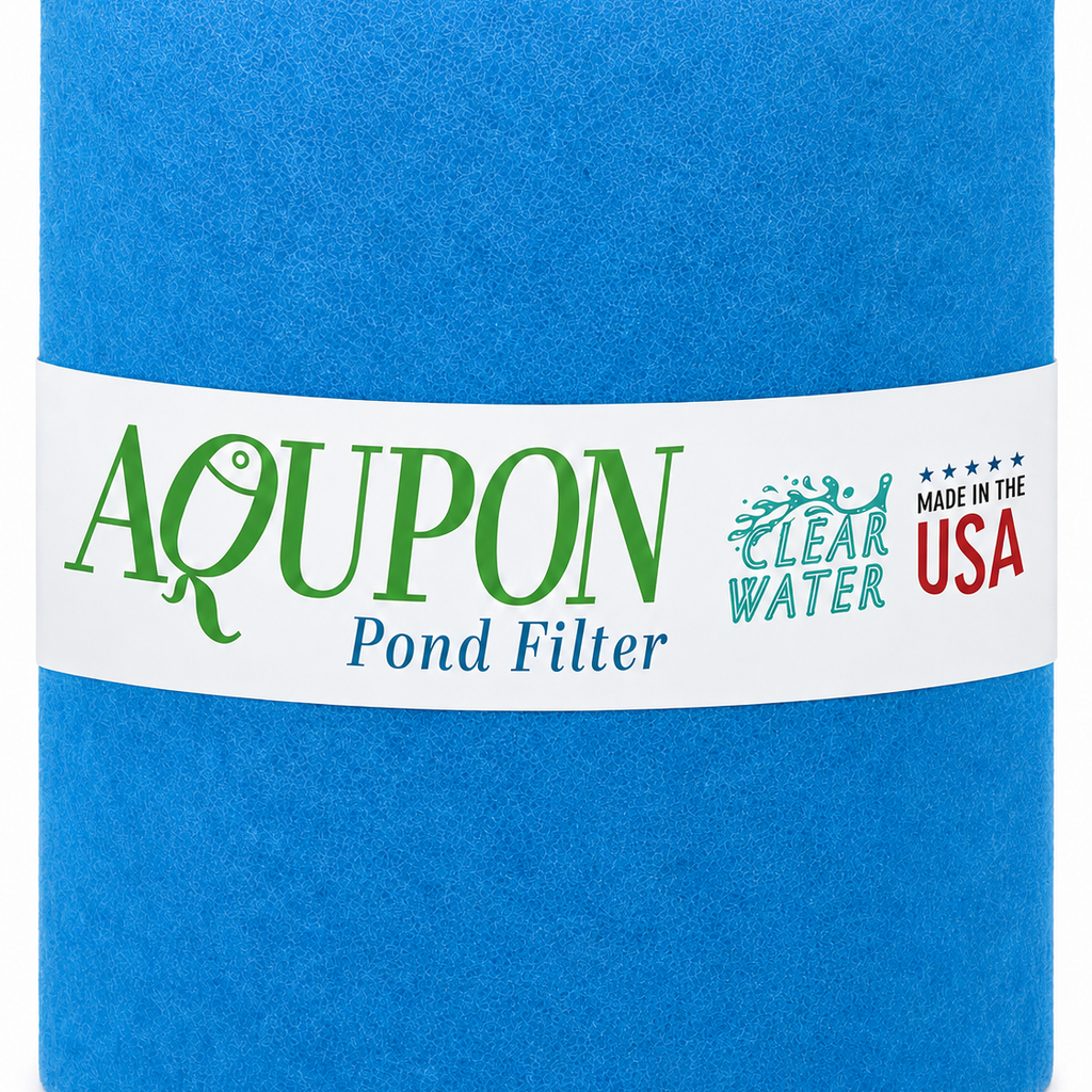 AQUPON Koi Pond Filter Media Pad - Cut to Fit Roll (Dye-Free/Blue Bonded) - 1.25 Inch Thickness (10 ft, Blue)